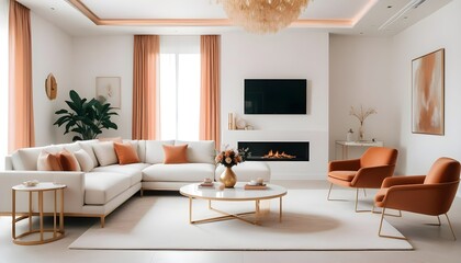 Fototapeta premium white and gold theme modern interior design