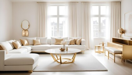 white and gold theme modern interior design