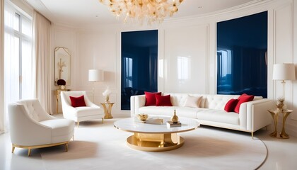 Fototapeta premium white and gold theme modern interior design