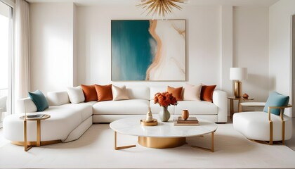 Fototapeta premium white and gold theme modern interior design