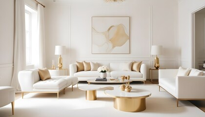 white and gold theme modern interior design