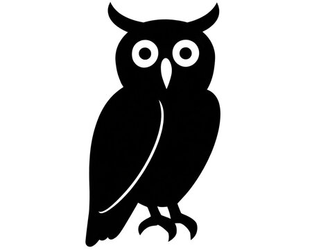 schwarze Silhouette Kontrast Eule icon isoliert auf wei&szlig;en Hintergrund, Freisteller