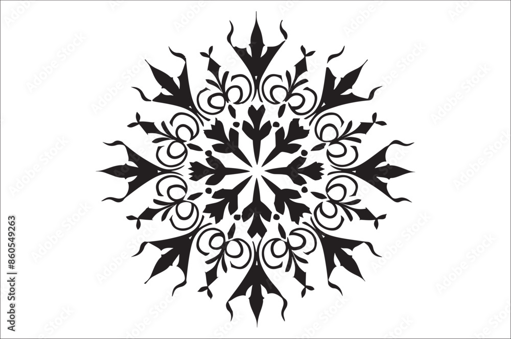 Poster snowflake silhouettes collection isolated on white background. Flat snowflake icons.