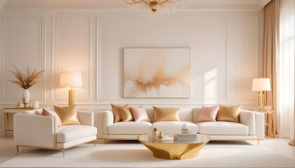 white and gold theme modern interior design