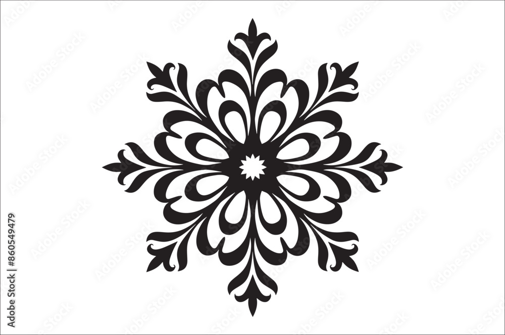 Poster snowflake silhouettes collection isolated on white background. flat snowflake icons.