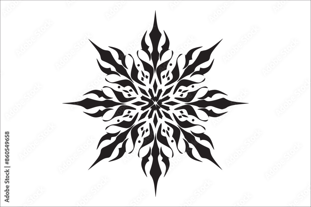 Poster snowflake silhouettes collection isolated on white background. Flat snowflake icons.