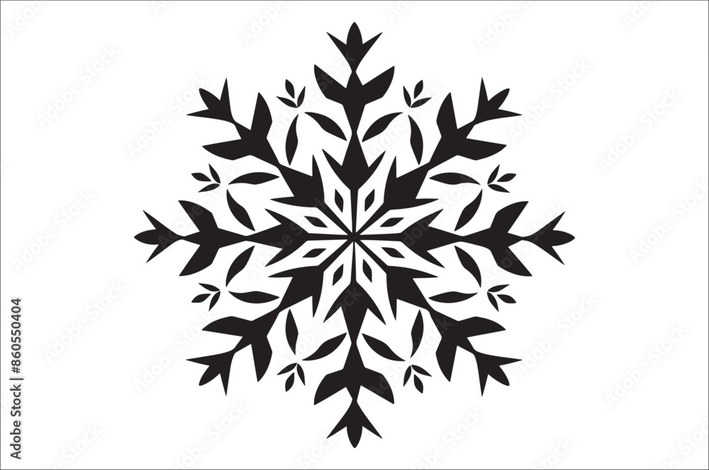 Poster snowflake silhouettes collection isolated on white background. flat snowflake icons, nice element fo