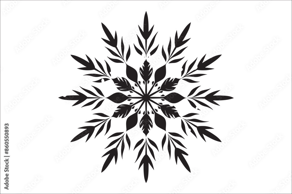 Poster snowflake silhouettes collection isolated on white background. Flat snowflake icons, Nice element for Christmas banner.