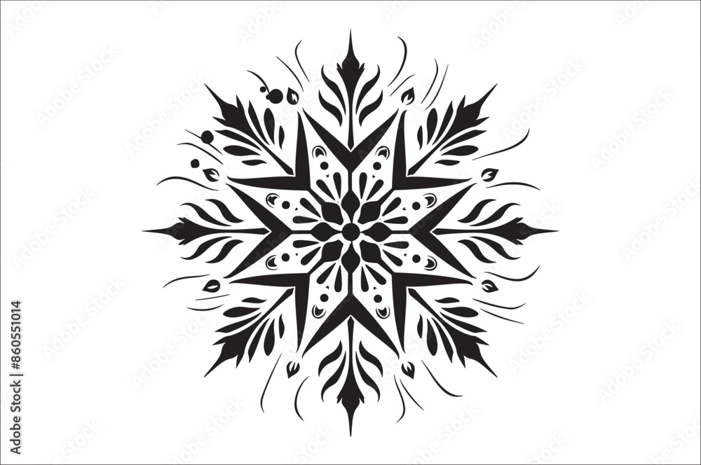 Poster snowflake silhouettes collection isolated on white background. flat snowflake icons, nice element fo