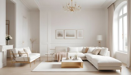 Fototapeta premium white and gold theme modern interior design