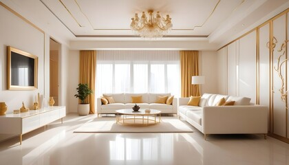 Fototapeta premium white and gold theme modern interior design