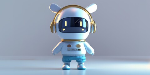 Naklejka premium Mascot Character wearing headphone