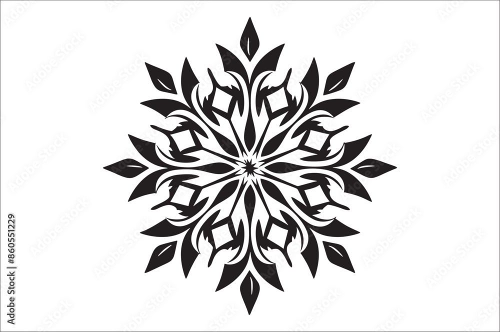 Poster snowflake silhouettes collection isolated on white background. flat snowflake icons, nice element fo
