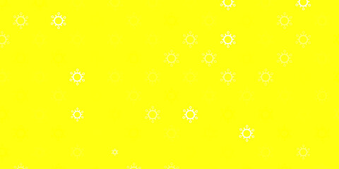 Light yellow vector background with covid-19 symbols.