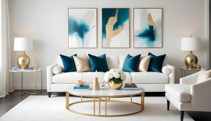 white and gold theme modern interior design