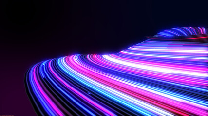 blue neon lines glowing lights, time-lapse background
