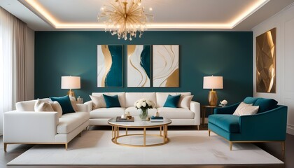 white and gold theme modern interior design