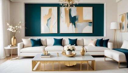 white and gold theme modern interior design