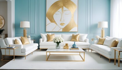 white and gold theme modern interior design