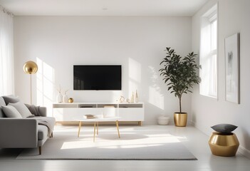 white and gold theme modern interior