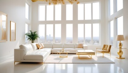 white and gold theme modern interior design