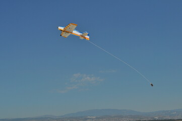 The Radio-controlled aeroplane model with remote control
