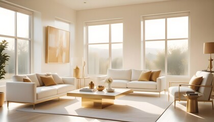 Fototapeta premium white and gold theme modern interior design