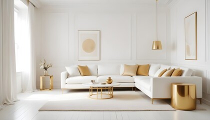 white and gold theme modern interior
