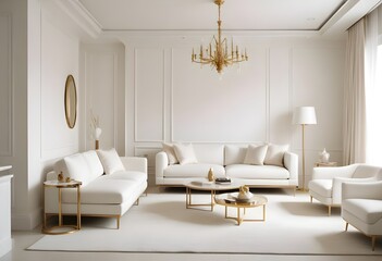 Fototapeta premium white and gold theme modern interior design