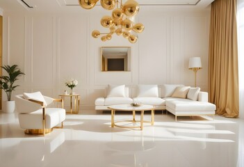 Fototapeta premium white and gold theme modern interior design