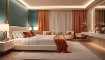 white and gold theme modern interior