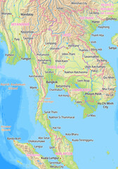 Naklejka premium Map of Thailand and surrounding countries with country names In English