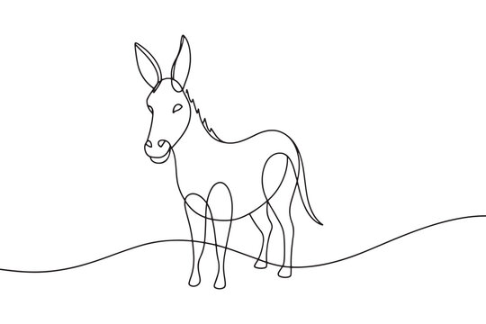 recommend clip art: Donkey Continuous line art vector illustration on white background