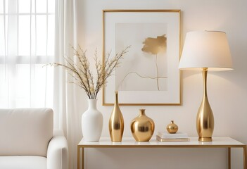 white and gold theme modern interior