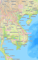 Map of Vietnam and surrounding countries with country names In English