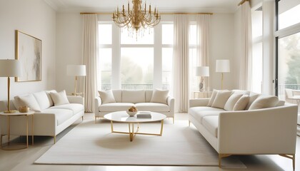 Fototapeta premium white and gold theme modern interior design