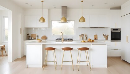 white and gold theme modern interior