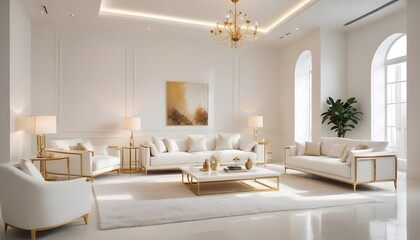 Fototapeta premium white and gold theme modern interior design