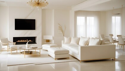 white and gold theme modern interior design