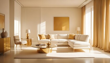 Fototapeta premium white and gold theme modern interior design