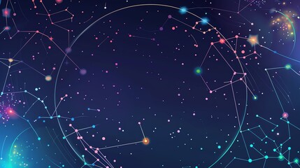 Fototapeta premium constellation flat design front view zodiac theme animation vivid