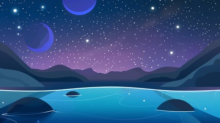 Fototapeta premium Milky Way flat design top view night sky theme water color Triadic Color Scheme