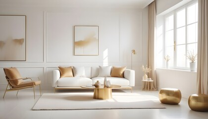 white and gold theme modern interior