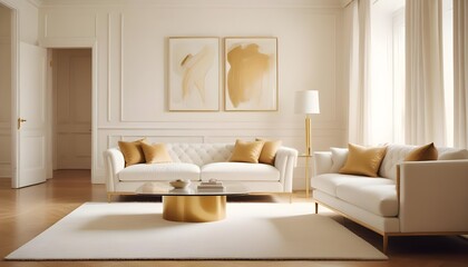 white and gold theme modern interior design