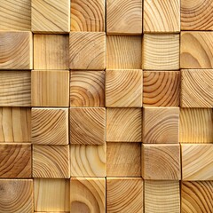 Fototapeta premium Wooden Block Wall Texture Close Up. Generative AI