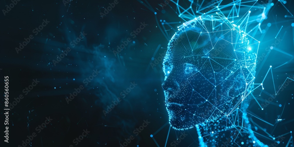Poster digital head concept for technology and innovation generative ai