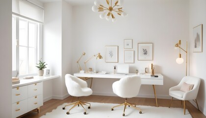 white and gold theme modern interior design