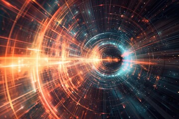 Obraz premium A spiral galaxy with a bright orange and blue light