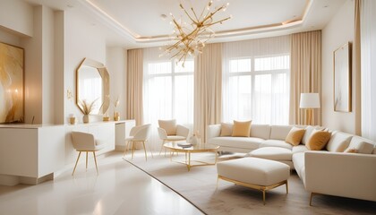 white and gold theme modern interior design