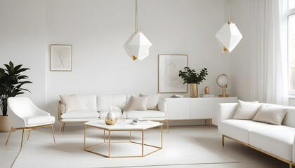 white and gold theme modern interior design